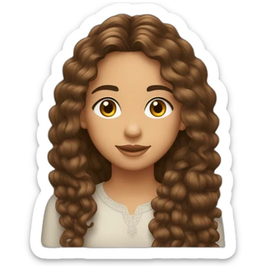 une ado marocaine aux cheveux long bouclés bruns sticker