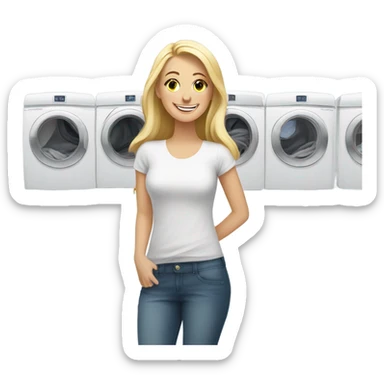 Pretty white woman laundry  sticker