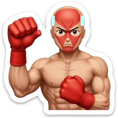Angry Saitama with his red giant hand punching sticker