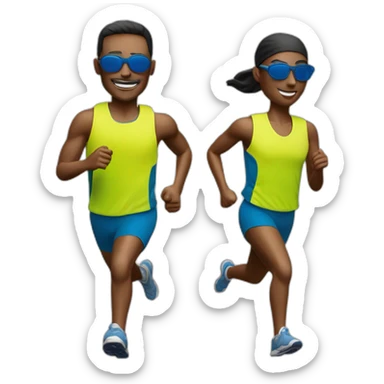 three runners running with cap a light Running Vest and a pair of sunglasses sticker