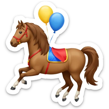 A horse inhaling air from a balloon sticker