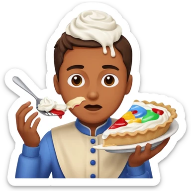 person getting hit in the face with a pie sticker