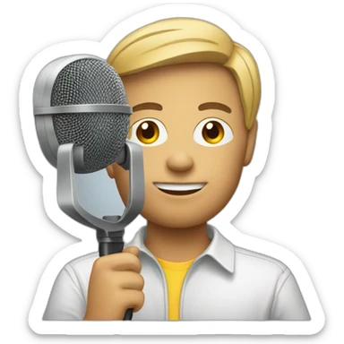 sport journalist with a microphone sticker