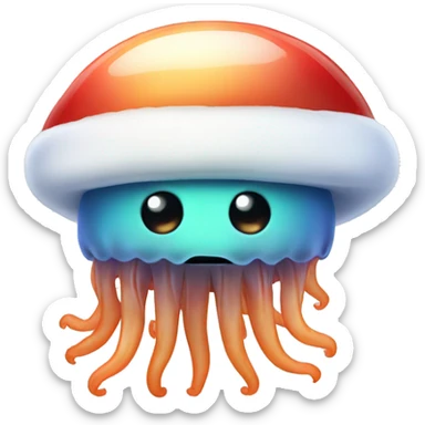 jellyfish with a santa hat sticker