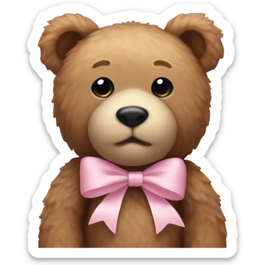 Teddy bear with light pink bow  sticker