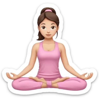 Brunette yoga girl light pink clothes n sticker