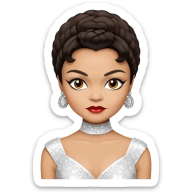 Eartha Kitt with dark brown hair, white sequin outfit sticker