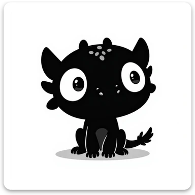 Toothless from 'How to Train Your Dragon' looking shocked, hand drawn doodle style sticker
