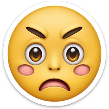 W shaped mouth but annoyed eyes on classic yellow circle emoji sticker
