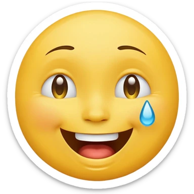 Emoji, yellow round laughing tilted head face with tears of fun sticker