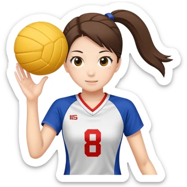 Japanese high school girl in sports uniform playing volleyball sticker
