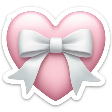 Pastel pink heart with white bow sticker