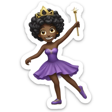 Black princess dancing with wand sticker