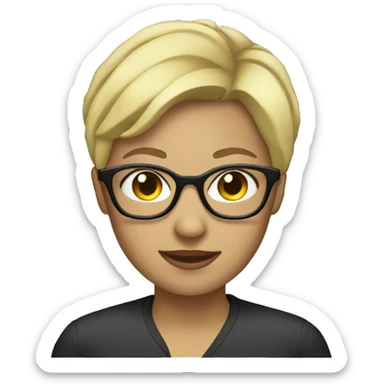 Woman with short blonde hair and glasses sticker