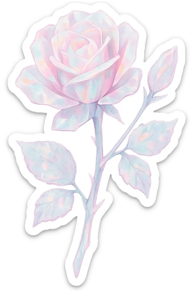 girly Opal crystal rose flower, remove background sticker