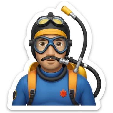 Moroccan Male 38 short beard, slightly overweight, scuba diving sticker