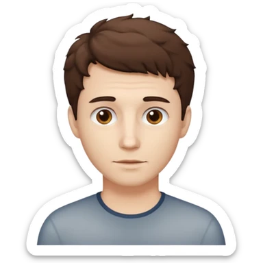 Create an emoji of a man with white skin and short brown but slightly curly hair sticker