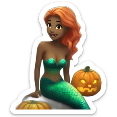 underwater mermaid holloween town sticker
