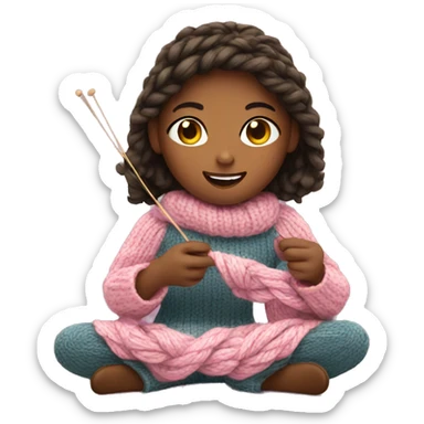 Girl knitting  sticker