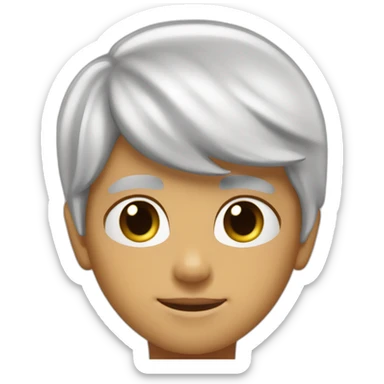 Garçon blanc cheveux noirs court lisse yeux bruns foncés sticker