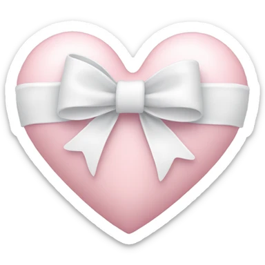 Pastel pink heart with white bow sticker