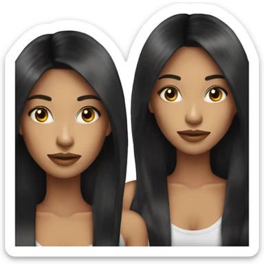 Beautiful top model long black hair sticker