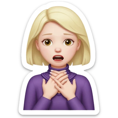 Girl choking them self dramatic  with both hands around their neck sticker