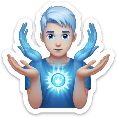Necromancer man with a blue glowing aura floating in his hands sticker