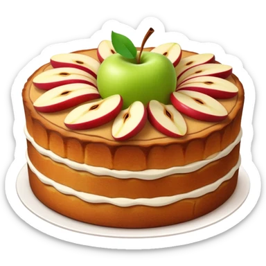 cinematic-realistic-apfelkuchen-dessert-emoji,-depicted-as-a-classic-apple-cake-with-cinnamon-and-thinly sliced apples on the top neatly spread out-rendered-with-soft-textures-and-warm,-inviting-lighting. sticker