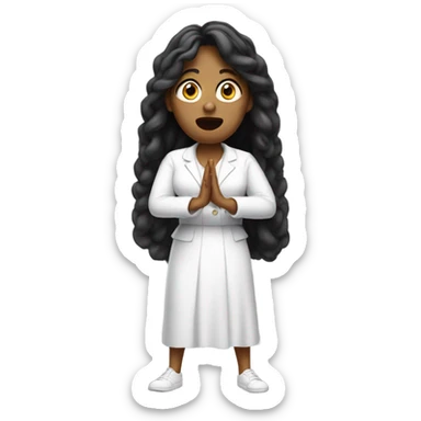 shocked woman hands up white shoes sticker