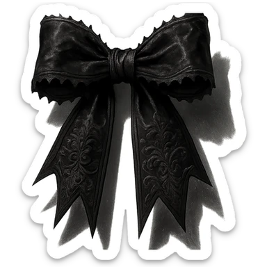 bow, black velvet, gothic style, dramatic shadows, elegant and moody sticker