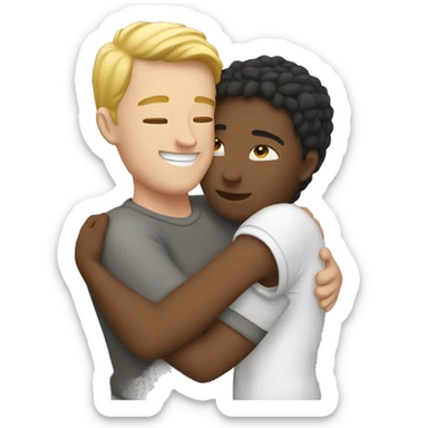 White couple hug sticker