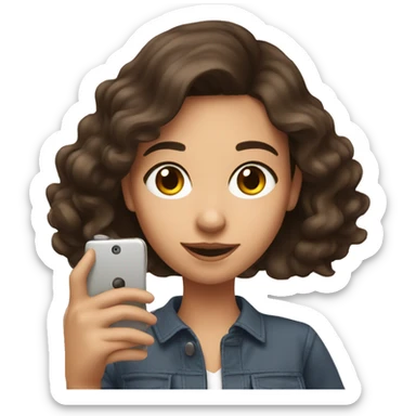 Brunette Girl taking selfie with her phone sticker