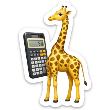 Giraffe beim Rechnen mit Taschenrechner sticker