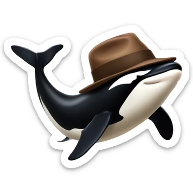 orca with brown hat sticker