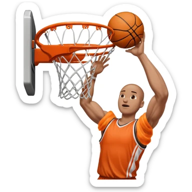 an arm dunking a basketball into a hoop sticker