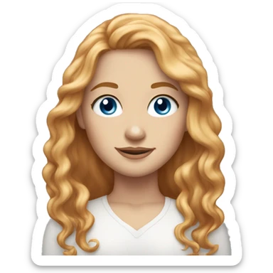 Pretty white woman long strawberry blonde hair blue eyes and freckles  sticker