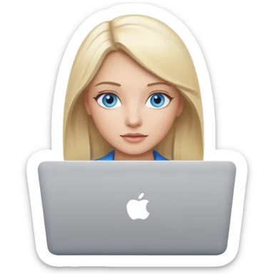 Change emoji of woman technologist with mac laptop (code U+1F469 U+1F3FB U+200D U+1F4BB) to blonde blue eyed. dont change other features sticker