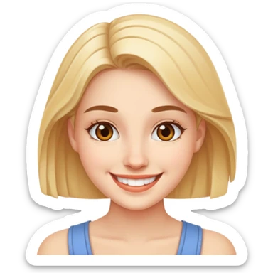 young adult woman with smile sticker