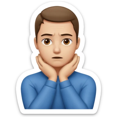 Arms crossed grabbing neck upset eye twitching sticker