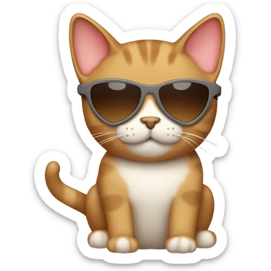 Light brown cat with heart sunglasses  sticker