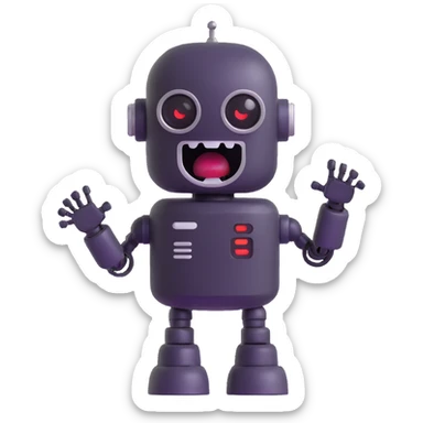 Robot talking with open mouth, speaking robot sticker