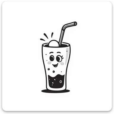 hand drawn doodle style drink with a playful face and simple lines sticker