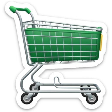 create empty shopping trolley emoji with green tone color sticker
