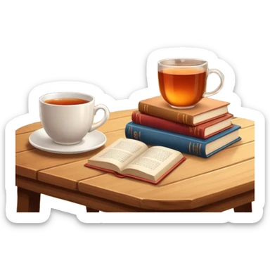 cozy books and tea or coffee sticker