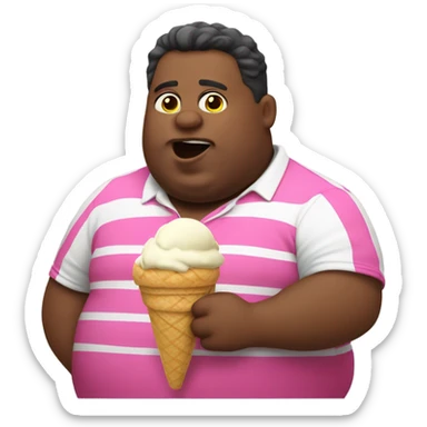 Fat man eating ice cream sticker