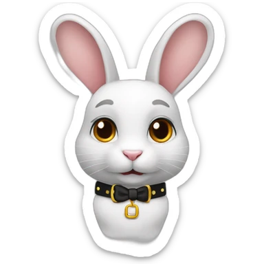 Rabbit White with collar with the name " Polito" name " polito" sticker