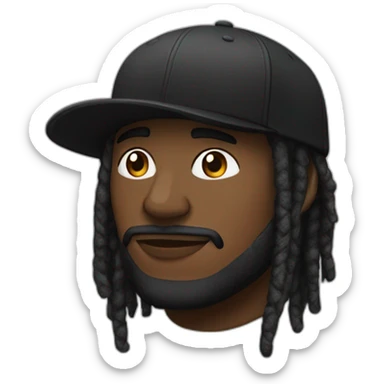 Noire  avec des dread court une casquette à lenves et un bouc sticker