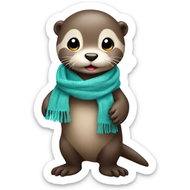 Cute baby otter. Wearing scarf. Full body.  sticker