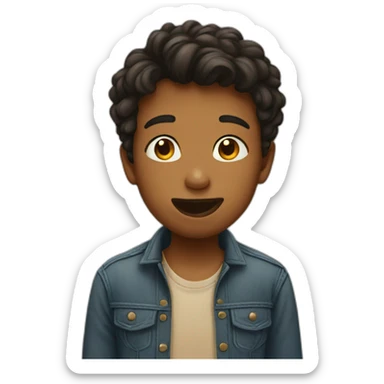 a boy sending a kiss sticker